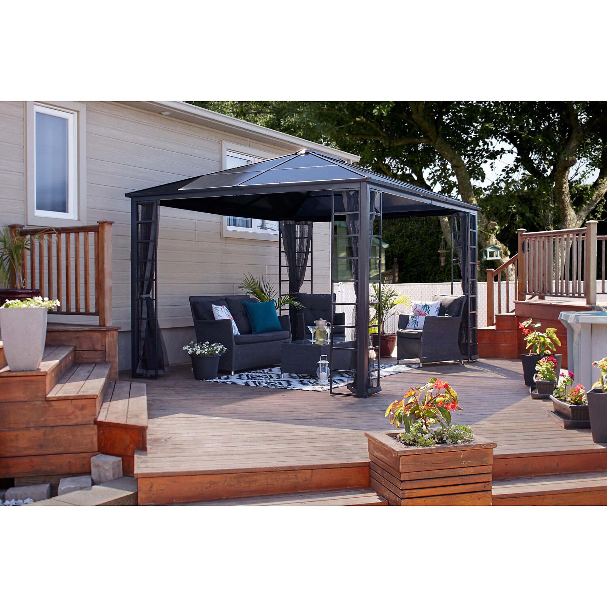 ShelterLogic Turia, Sojag Turia 10ft. x 12ft. Gazebo, Color Gray, Shape Rectangle, Frame Material Aluminum, Model# 312-9168136